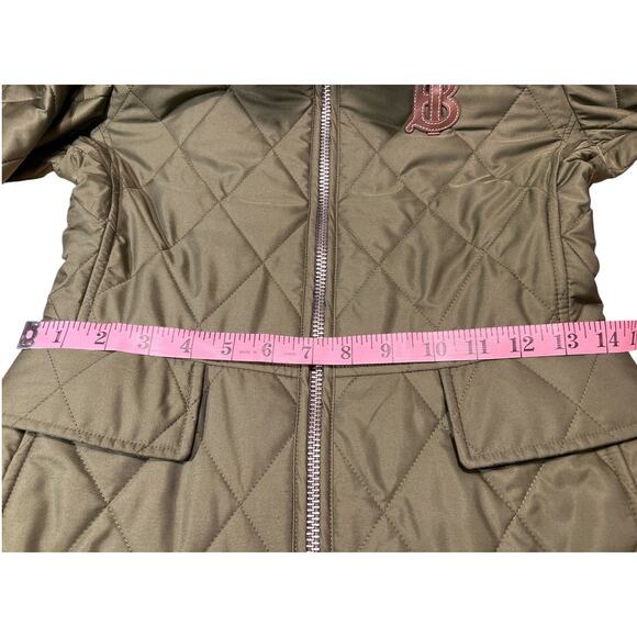 Burberry Ongar Monogram Motif Long Quilted Riding Coat Nova Check Lining XS Prep - Picture 9 of 16
